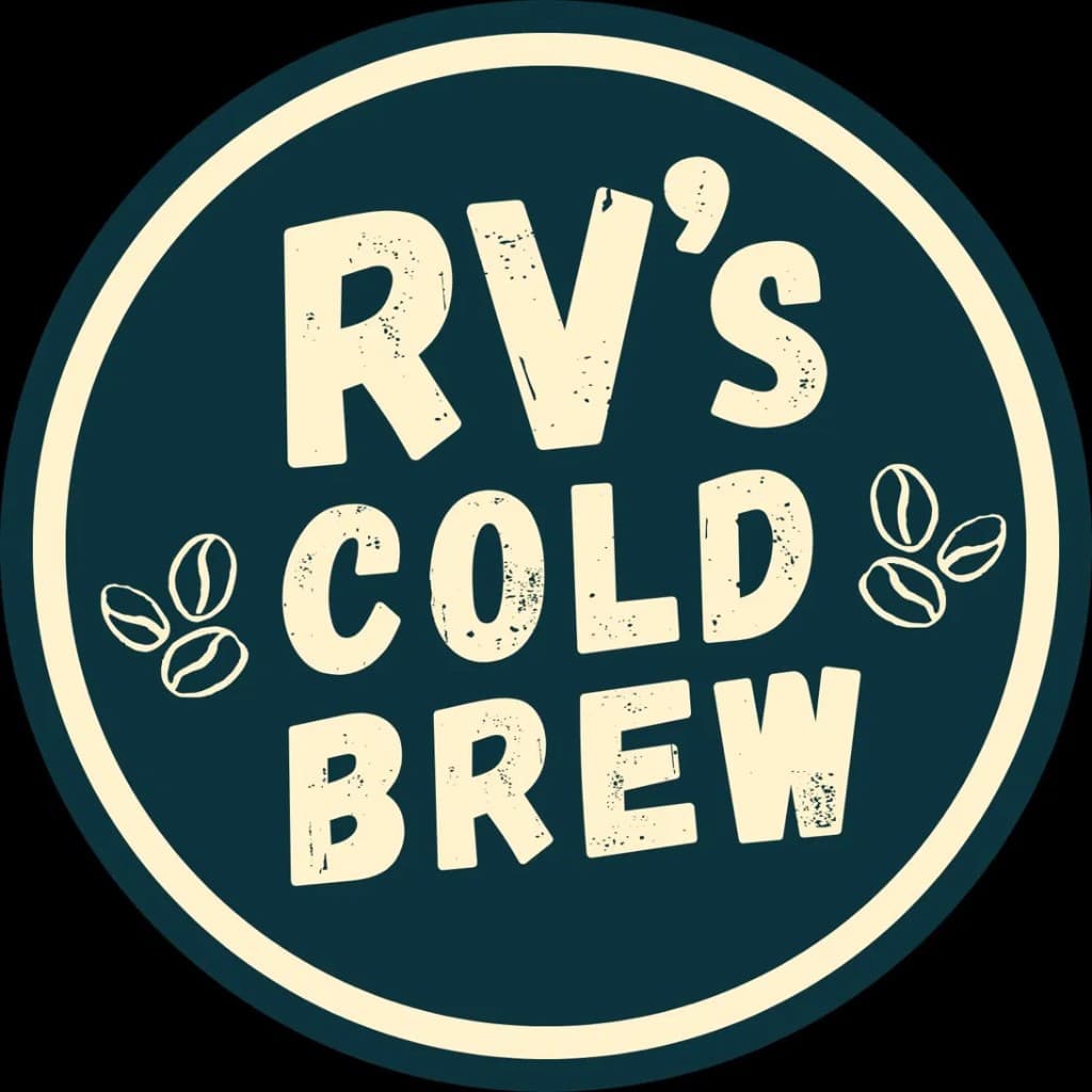 RVS Cold Brew logo — circular badge with cream typography on dark teal